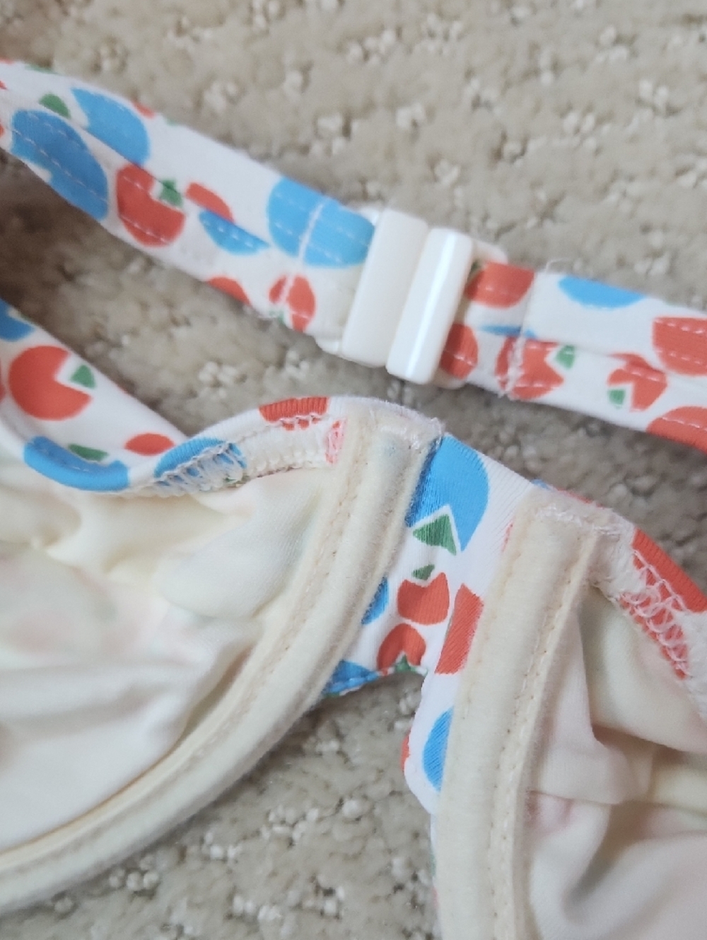 Calvin Klein White Bikini Top with Red and Blue Heart Print - Picture 6 of 8